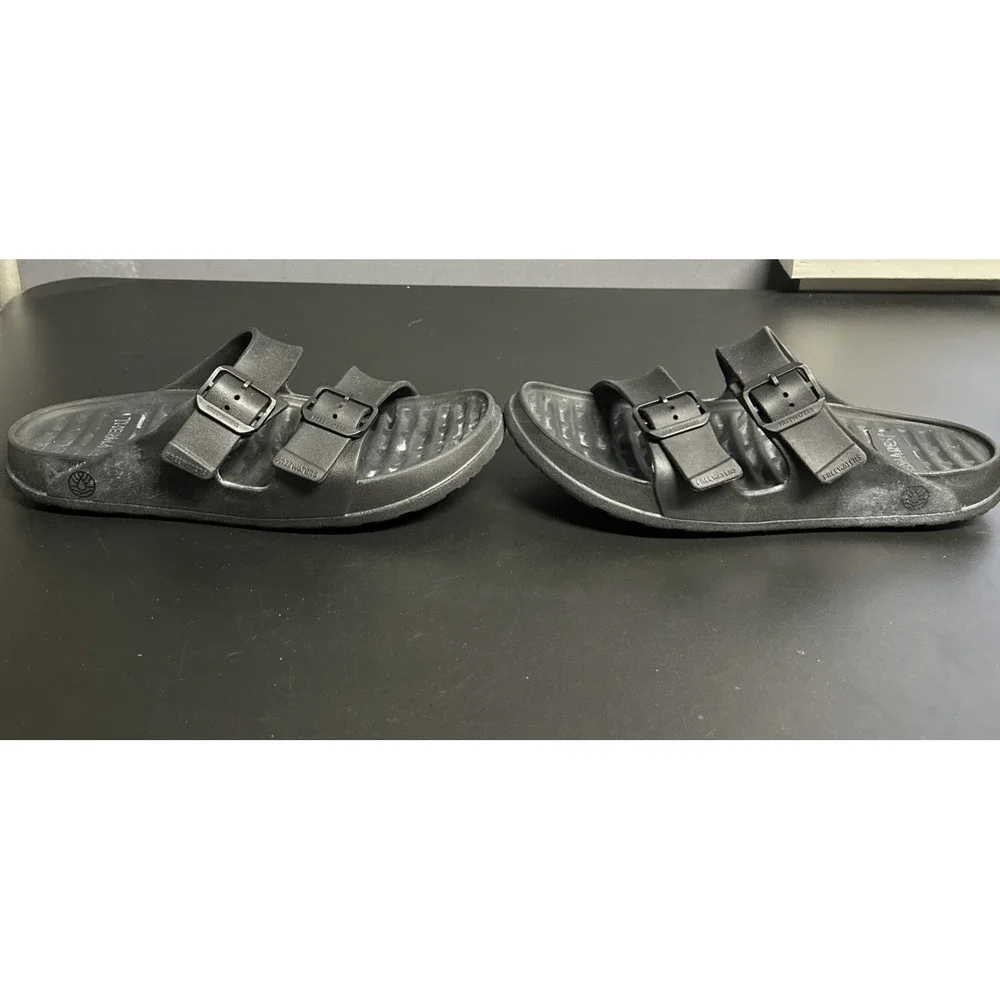 Thermarest Men's 13 Black Slide Slip On Sandals Waterproof Comfort Travel Buckle
